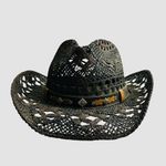 Tonpsom Woven Straw Cowboy Hat One Size Brown Western Leather Band Photo 1