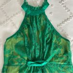 Bebe Y2K  Lace Halter Top Green Silk 90s Slinky Rave Mermaid Vintage Party XXS Photo 1