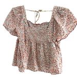 Old Navy Red Floral Smocked Square Neck Blouse Size 4X Peasant Photo 1