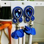Handmade Dangle Drop Earrings with Chrystals Soutache handcrafted UniqueJewelry Photo 2