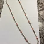 J.Crew Signed  Gold Tone Neon Orange Chain Link Costume Necklace 38 1/2 Inch Photo 0