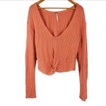 Free People Got Me Twisted V-neck Sweater Top Rusty Orange Size M Photo 2