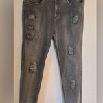 Joseph Ribkoff  Women’s Black Distressed Detail Fringe Hem Skinny Jeans Size 14 Photo 0