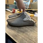 Free People Damon Cozy Mule Gray Suede Slate Faux Fur Size 10/11 See Measutement Photo 2
