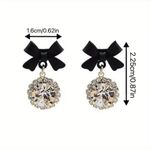 Black Bow Crystal Drop Earrings NWT Elegant Dangle Studs Cute Girly Jewelry Photo 3