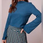 Band of the Free Womens Teal Avril Mock Neck Cropped Top Blue Size L Photo 0