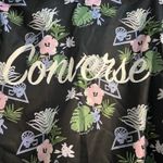 Converse Windbreaker Basketball Jacket Size XL Hoop Floral Leaf Black Snap Up Photo 3