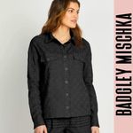 Badgley Mischka floral embroidered cotton button-down shirt Photo 4