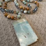 Natural Ocean Jade Hand Beaded Necklace Blue Photo 5