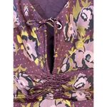 Free People Satin Morning Light Mini Dress Size 4 Boho Peasant Floral Smocked Photo 5