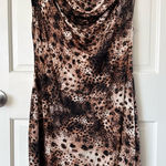 Velvet by Graham & Spencer Soft Leopard Print Stretch Dress Draped Neck Size L Brown Size L Photo 0
