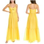 Monique Lhuillier 💕💕 Eyelet Cutout Tiered Maxi Dress ~ Limoncello Yellow 12 NWT Photo 5