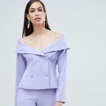 Lavish Lice NWT ASOS Lavish Alice Bardot Double Breasted Tuxedo Jacket Lavender Lilac Sz 2 Photo 1
