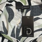 Fred David NWT  White Black Green Floral Leaf Adjustable Belted Dress Size Medium Photo 8