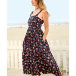 Pink Chicken Sierra Dress‎ Blue Cherries Cherry Poplin Tiered Midi Sz L Size L Photo 1