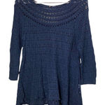 Vintage America Blues Crochet Blue Sweater Size Large Blue Size M Photo 0