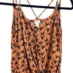 Mossimo Tropical Palm Tree Print Strappy Tank Top Summer Beach Vacation Cami Brown Photo 0
