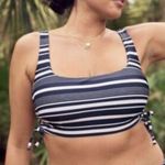 Aerie  Blue White Stripe Tie Side Crop Bralette bikini Top Small Photo 0