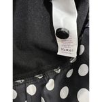 Kate Spade Black Mock Neck Sweater XS Silk Polka Dot Trim Photo 4