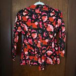 Anni Kuan Floral Printed Signature Tie Waist Blazer XS Black Photo 2