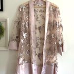 RYA COLLECTION Embroidered Sepia Rose Pink Floral Cover Up Robe Size XS/S Photo 1