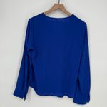 SheIn Cobalt Blue Blouse Top Womens Long Sleeve Button Detail V-Neck Size L Photo 5
