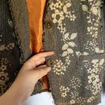 Paparazzi by Biz brocade blazer jacket womens M orange lined sweater embroidered Photo 3