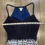 J.Crew Navy Blue MAXI DRESS Boho Print Beach Flowy Side Slit Halter Style Sz 00 Photo 5