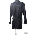Venezia Denim Trench Coat Belted Green Stitching Dark Wash Dress Size L Blue Size L Photo 1