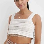 Aerie  Crochet Knit Boho Lace Crop Top Black Woman’s Size L Stretch Photo 7