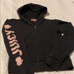 Juicy Couture  women small black hoodie jacket pink logo on sleeve zip down Photo 2