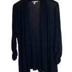 JM Collection 🖤 Ultra Lightweight Long (31”) 3/4 Ruched Sleeve Open Summer Cardigan, Plus 2X Photo 0