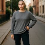 Lucky Brand Lightweight Sweater Lg Verigated Black Gray Long Sleeve Oversized Photo 1