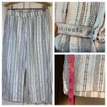 Cut Loose Striped Linen Blend Cropped Wide Leg Pants Womens Small Coastal Casual White Photo 10