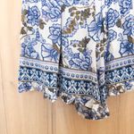 Angie  Womens Floral Print Shorts Size L Blue Ruffle Hem Drawstring Boho Beach Photo 4
