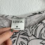 Soma Nightgown Palm Leaf Print Black & White Pajama Dress Size Medium Photo 2