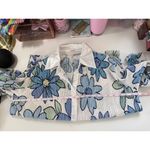 Peppermayo  Floral‎ Pleated Shirt Button Front Long Sleeve Women's Top Photo 6