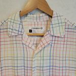 Target Rainbow Plaid Pride Top Glitter Button Women's Collared Preppy Colorful Size S Photo 3