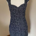 Free People Brocade Navy Blue Floral Bodycon Sweetheart Neckline Size Small Photo 0