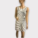 Rachel Zoe Rachel Zoe Sequin Shift Black White Graphic Sleeveless Crew Eyelash Dress Sz2 Photo 3