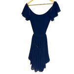 Tobi  Women's S Open Back Ruffled Mini Dress Navy Blue Twirl‎ And Swirl Skater Photo 3