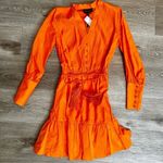 Robert Rodriguez Orange Silk Ling Sleeve Dress With Belt Size 2 NWT Photo 1