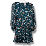 Princess Polly  NWT Meral Teal Green Floral Wrap Style Ruffle Hem Mini Dress Photo 2