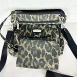 Baggallini  Leopard Pocket Crossbody Purse Attached Card Coin Pouch Nylon Travel Photo 0