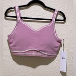 Alo Yoga NWT Airbrush Heart Throb Sports Bra Pink Wild Rose White Size L Photo 4