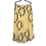 Ganni NWT Georgette Floral Pleated Yellow Chiffon Midi Skirt 42 US 10/12 Photo 2