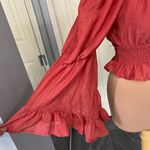 Hint of Blush  Crop Peasant Flare Ruffle‎ Sleeve Boho Top Photo 5