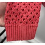 Loft Pink Open Knit Crochet Cotton Sweater Large Women's Pullover Photo 5