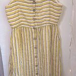 Rachel Zoe Yellow Striped 100% Linen Midi Shirt Dress Size 8 Photo 1