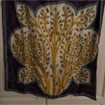 Square scarf purple blue gold tree of life print silky‎ acetate mod unique Photo 0